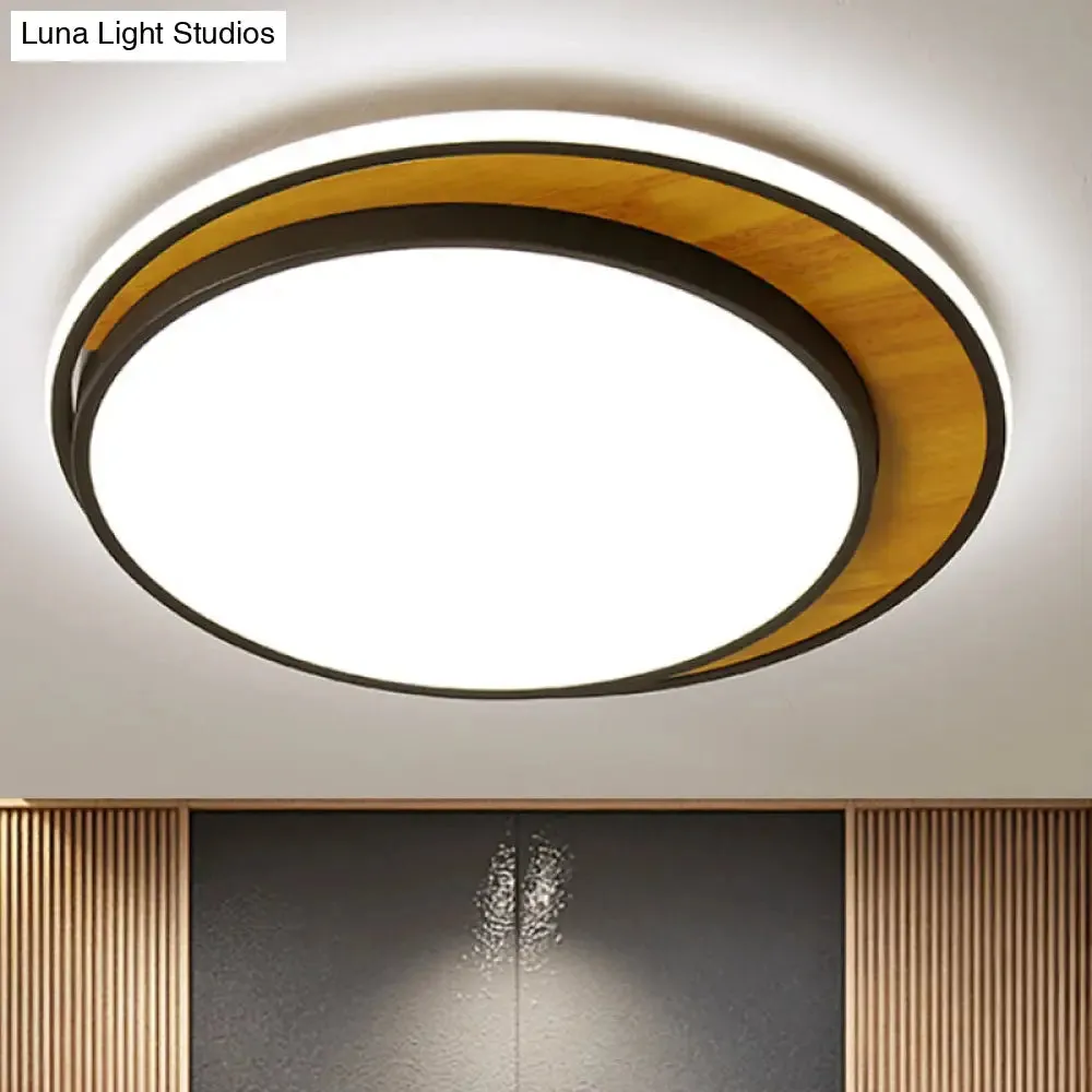 Contemporary Black/White LED Circle Flush Mount Ceiling Light, Metal Fixture in White/Warm Light, 16.5"/20.5" Wide