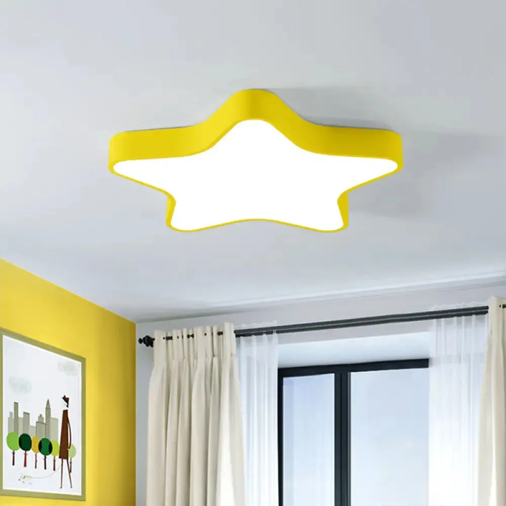 Contemporary LED Acrylic Star Shade Flush Light Fixture for Bedroom