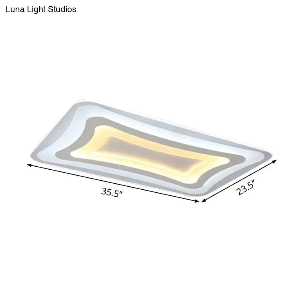 Contemporary LED Rectangular Flush Mount Ceiling Light in White - Warm/White Light