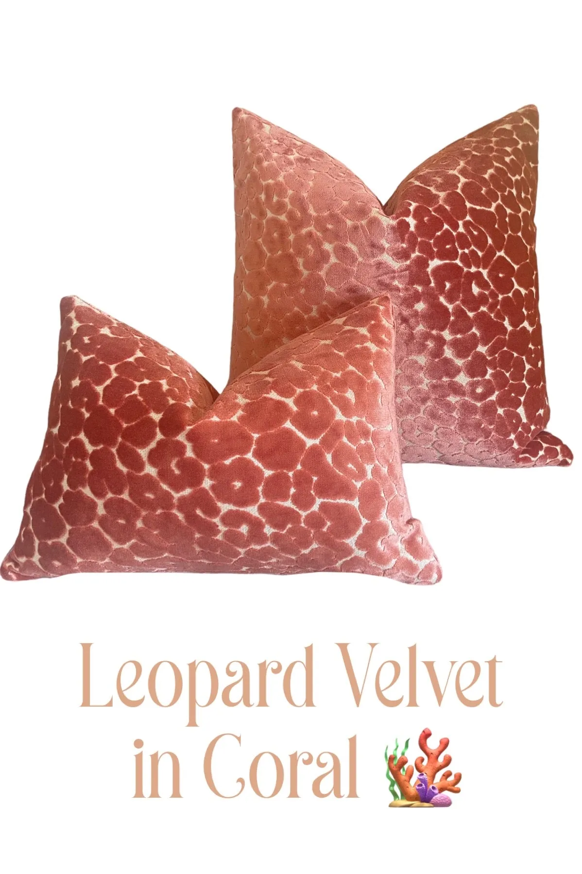 Coral Velvet Leopard Pillow Cover / Pink Cut Velvet Spots Pillow / Hollywood Regency Pillow cover / Beverly Hills Hotel Pillow Cover