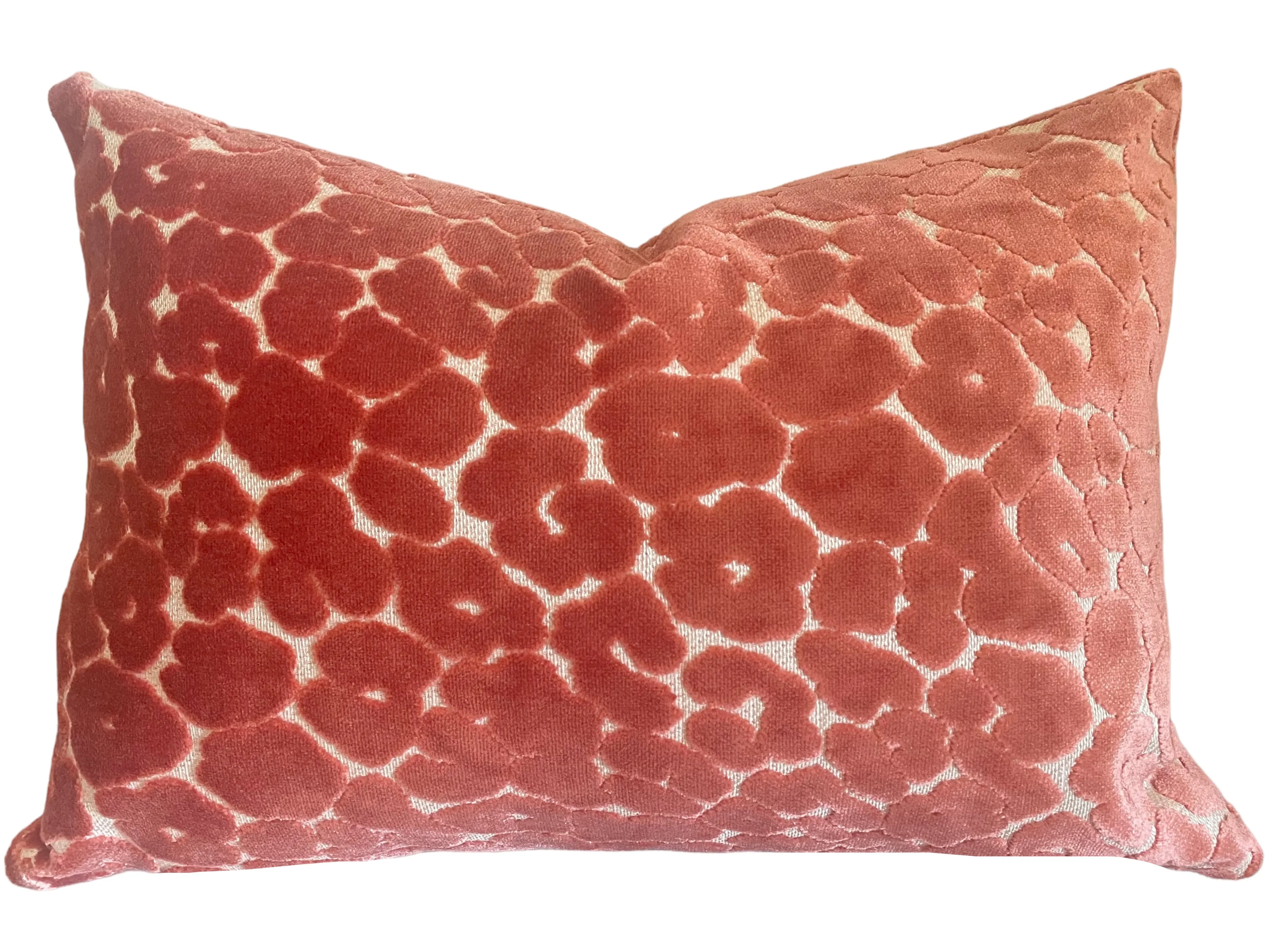 Coral Velvet Leopard Pillow Cover / Pink Cut Velvet Spots Pillow / Hollywood Regency Pillow cover / Beverly Hills Hotel Pillow Cover