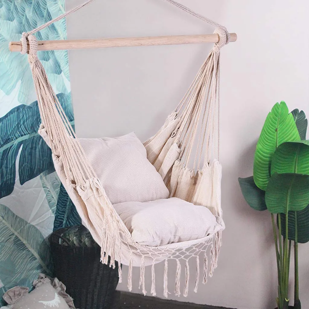 Cotton Weave Hanging Rope Hammock Chair by Sunsee