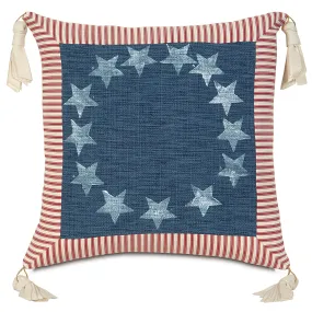 Cyan Liberty Cotton Throw Pillow Cover 18x18