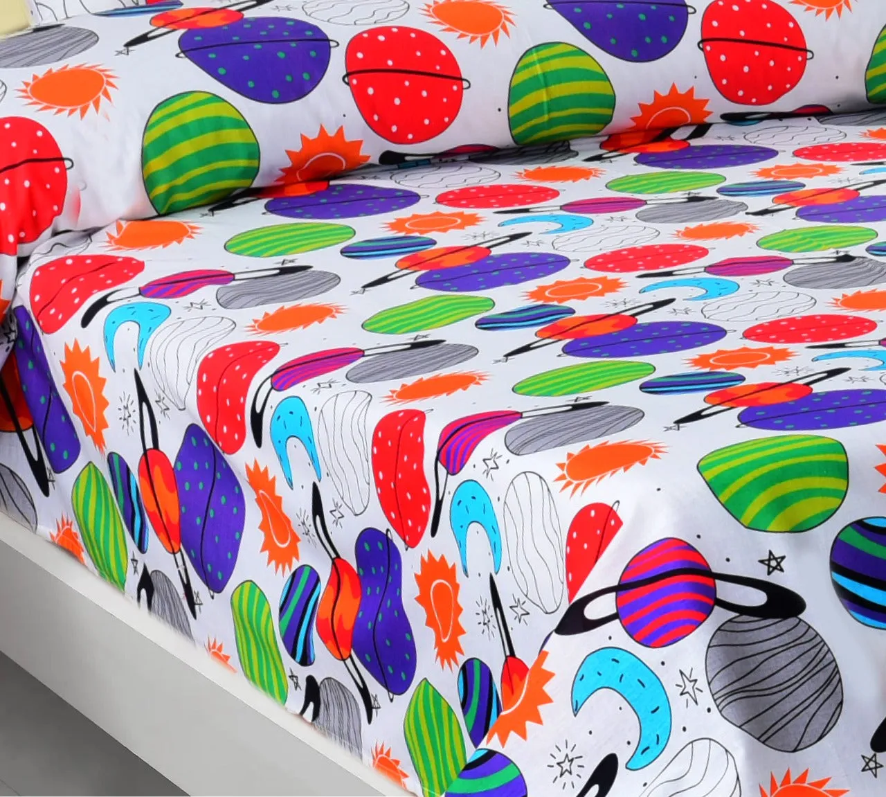 Digital Printed Junior Single Bed Sheet-Universe