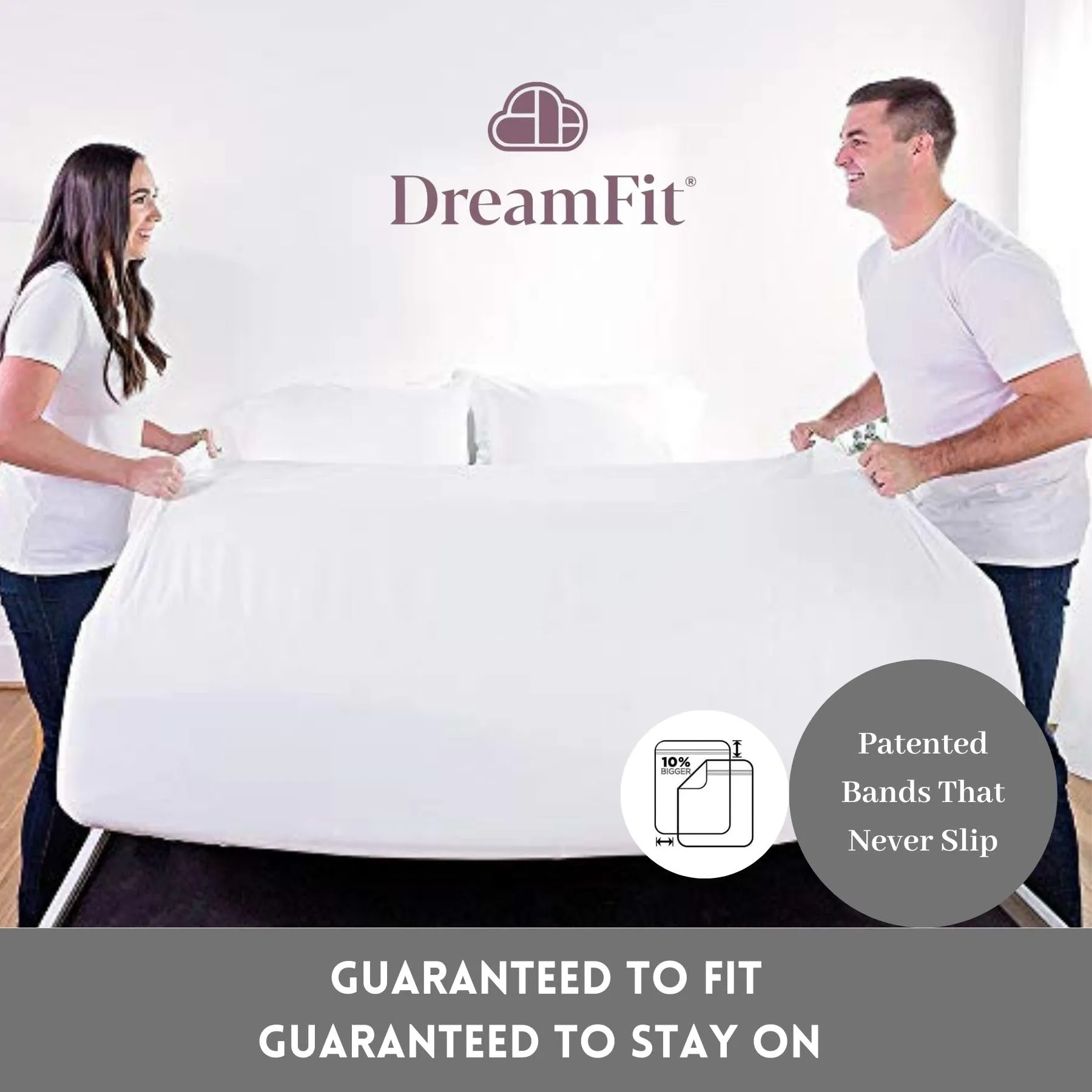 DreamFit DreamCool 100% Egyptian Cotton Cooling Bed Sheet Set with Elastic Corner Straps 400 Thread Count Extra Deep Pocket Crafted in USA King Sheet Set Blue