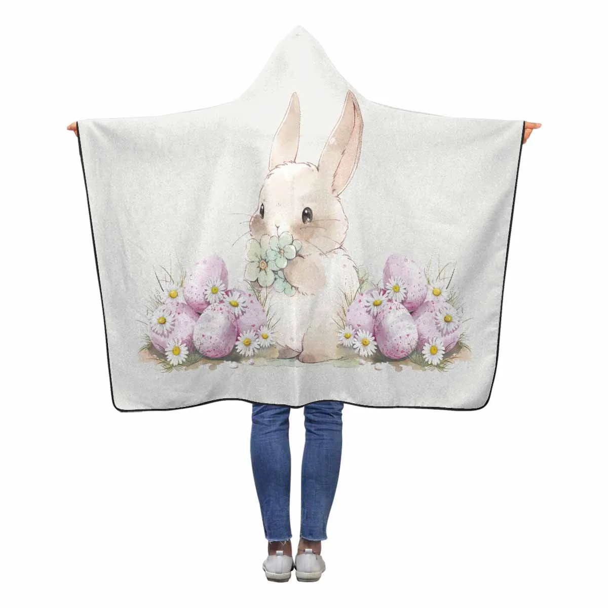 Easter Bunny Awd1344  Hooded Blanket 60"x50"