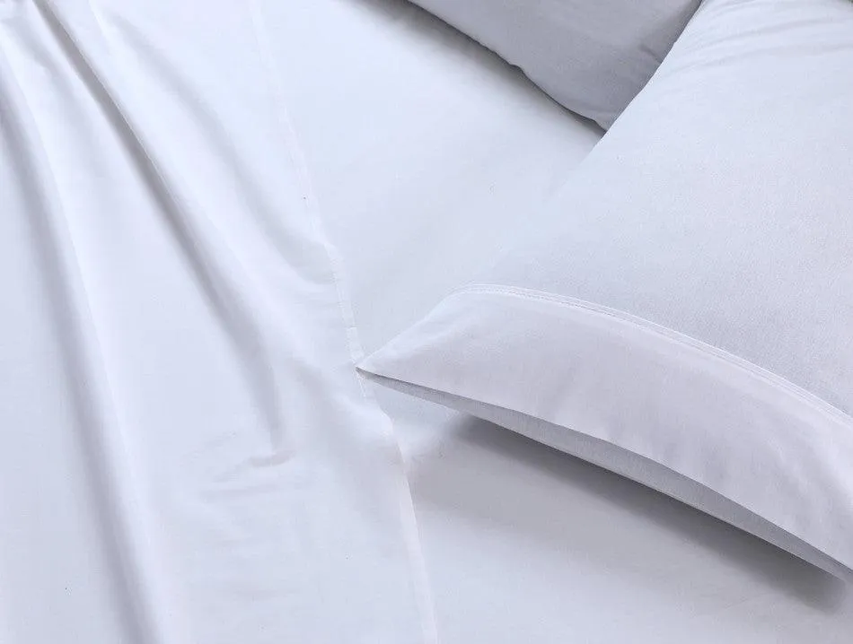 Elan Linen 100% Egyptian Cotton Vintage Washed 500TC White Queen Bed Sheets Set