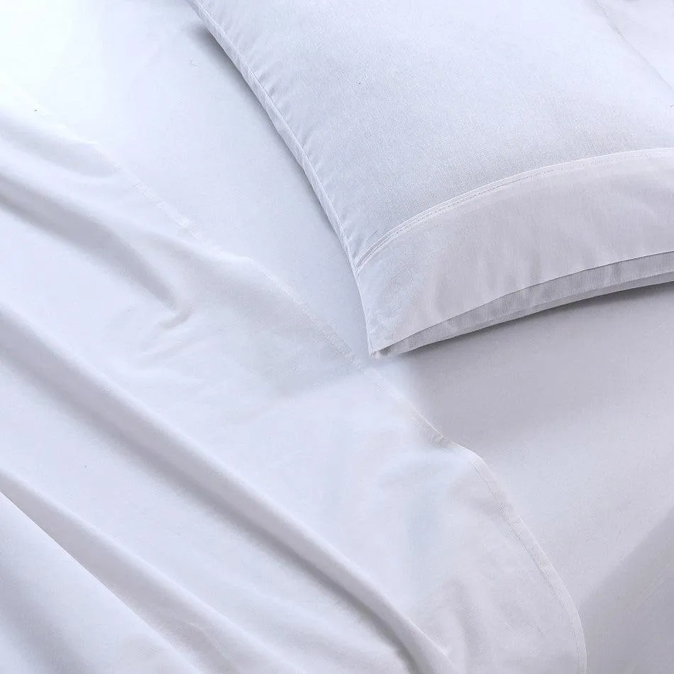 Elan Linen 100% Egyptian Cotton Vintage Washed 500TC White Queen Bed Sheets Set