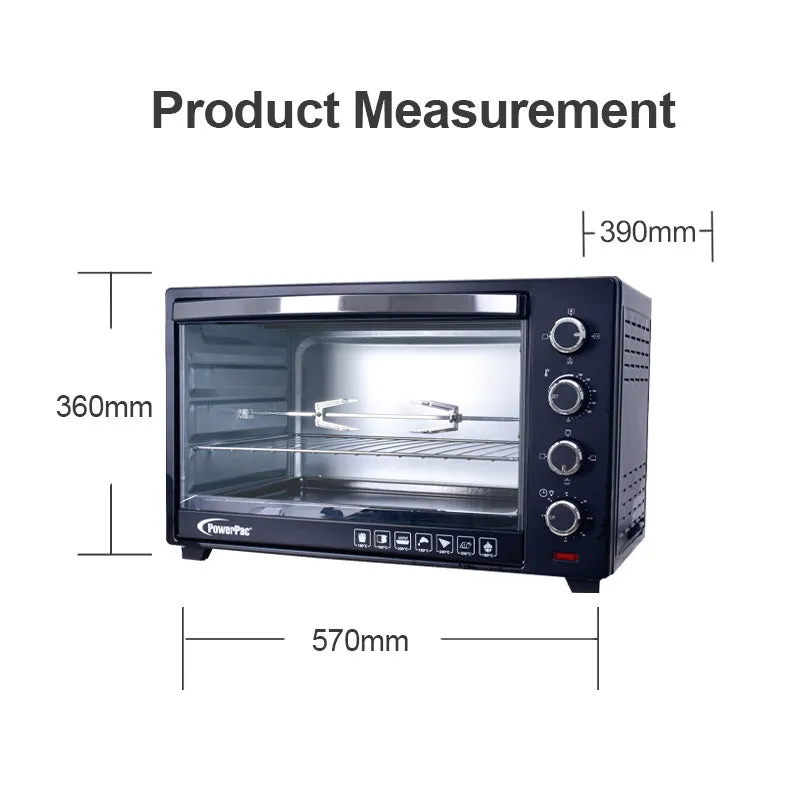 Electric Oven 50L with Rotisserie & Convection Functions, 2 Trays & Wire Mesh (PPT45)