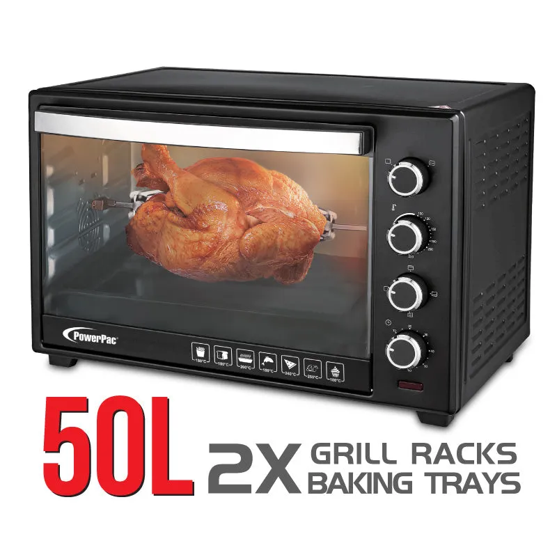 Electric Oven 50L with Rotisserie & Convection Functions, 2 Trays & Wire Mesh (PPT45)