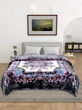 ELSTONE Home Cloudy Super Soft Fabric Floral Printed HeavyDuty Luxury Ultra 2 Ply Double Blanket for Winters with English Colors & Stylish Bag Packing Color#3