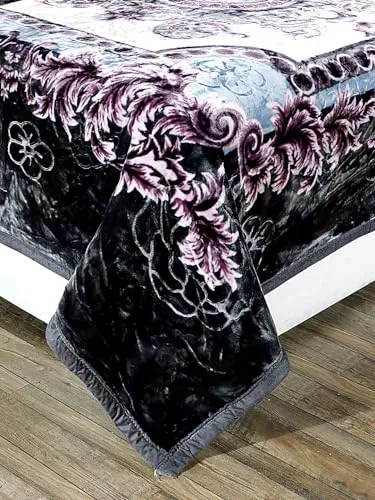 ELSTONE Home Cloudy Super Soft Fabric Floral Printed HeavyDuty Luxury Ultra 2 Ply Double Blanket for Winters with English Colors & Stylish Bag Packing Color#3