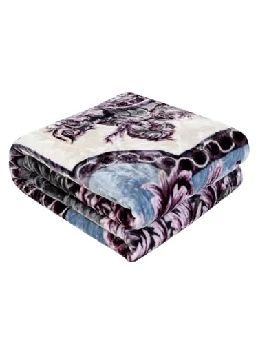 ELSTONE Home Cloudy Super Soft Fabric Floral Printed HeavyDuty Luxury Ultra 2 Ply Double Blanket for Winters with English Colors & Stylish Bag Packing Color#3