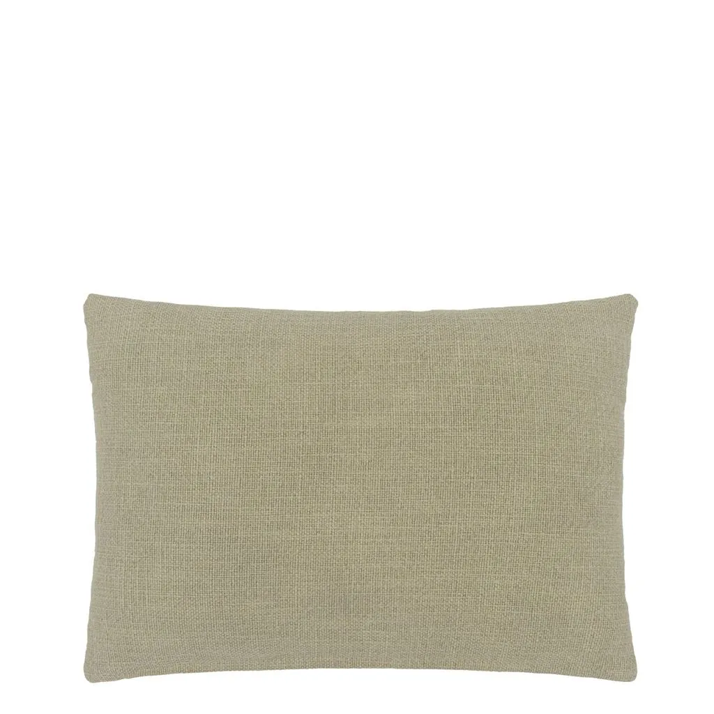 Enamel Flower Celadon Cotton Throw Pillow by Designers Guild