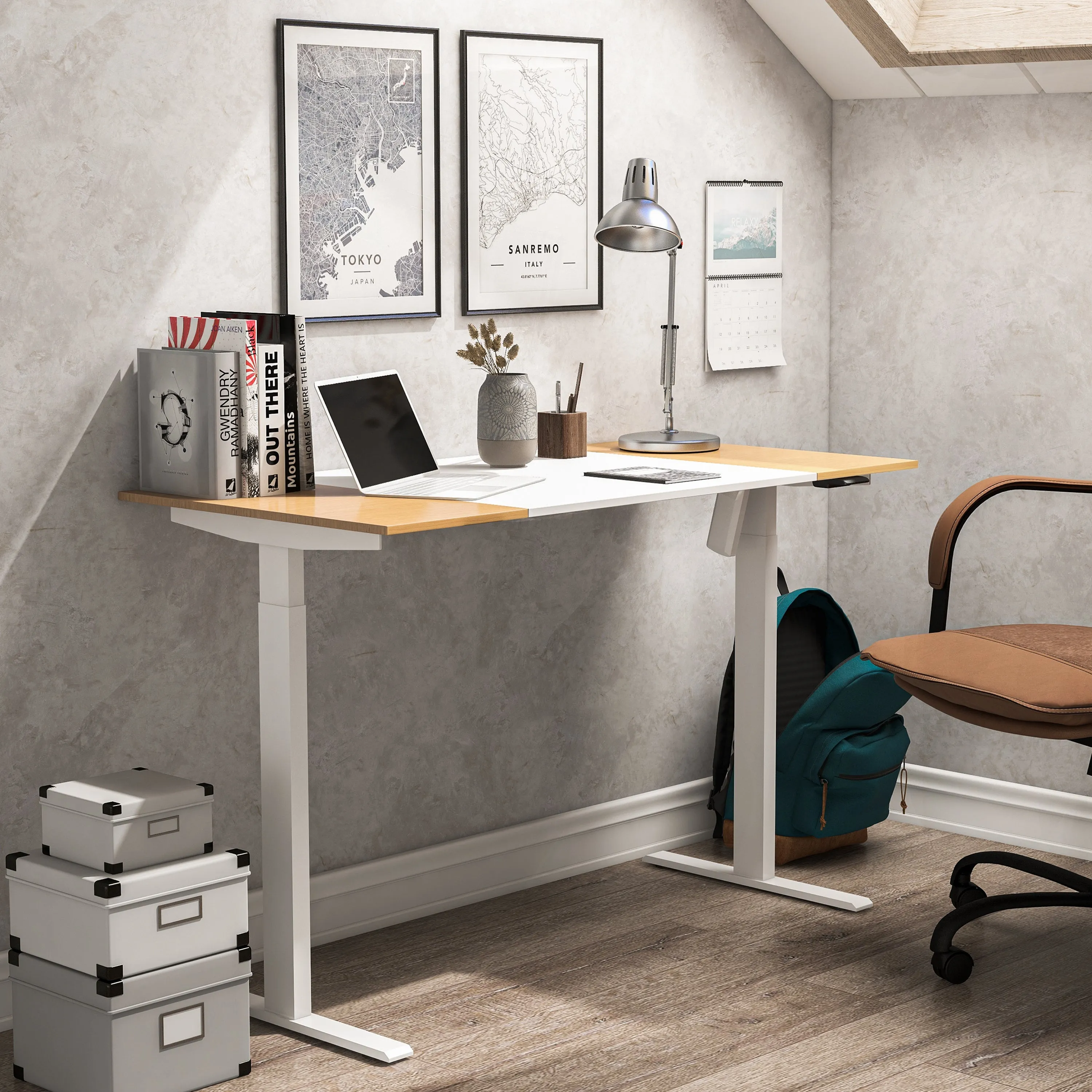 Enzo Two-Toned Electric Powered Height Adjustable 47-inch Office Desk