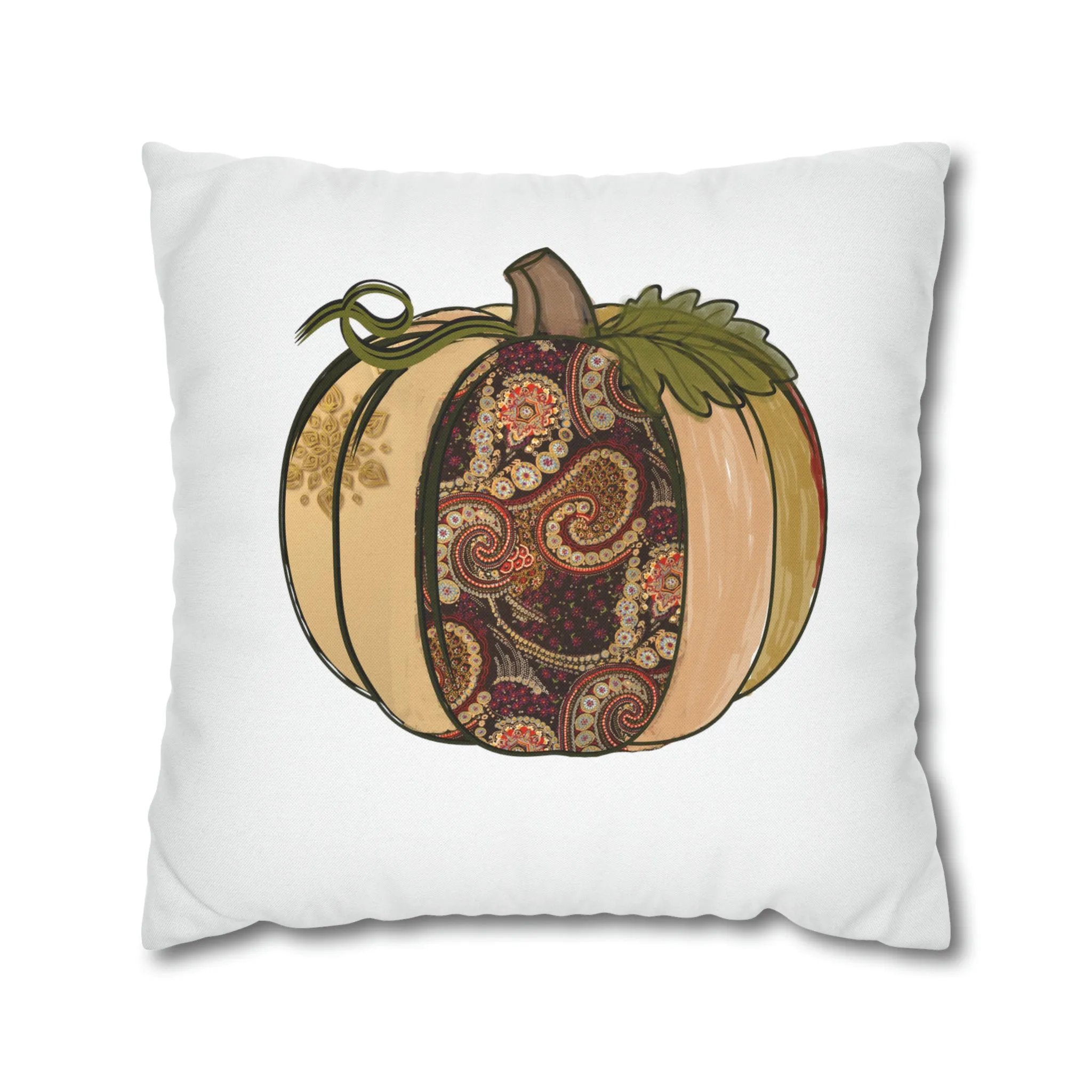 Fall Pillow Covers, Rustic Country Square covers, Country Farmhouse Decor, Paisley Pumpkin Pillowcase Set, Modern Farmhouse Decor