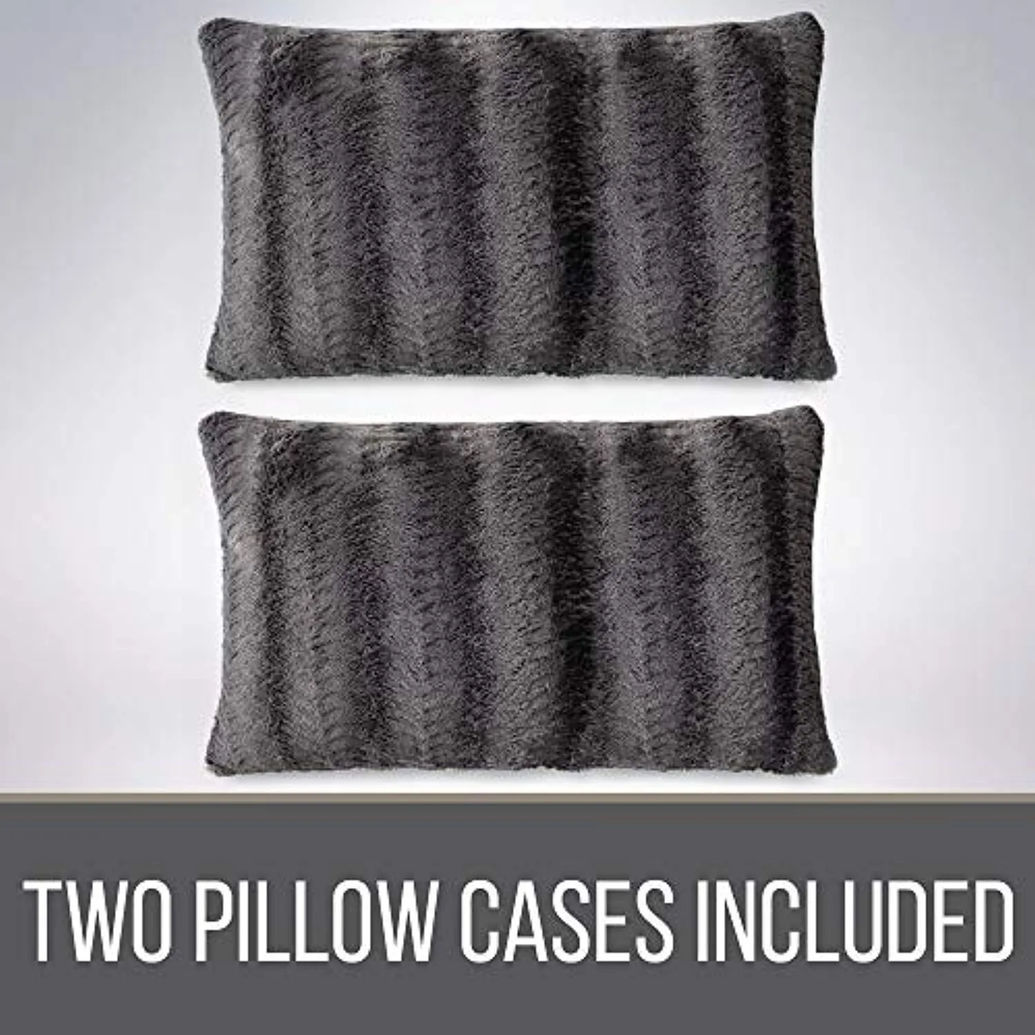 Faux Fur Pillowcases, Set of 2 Decorative Case Sets-12x20