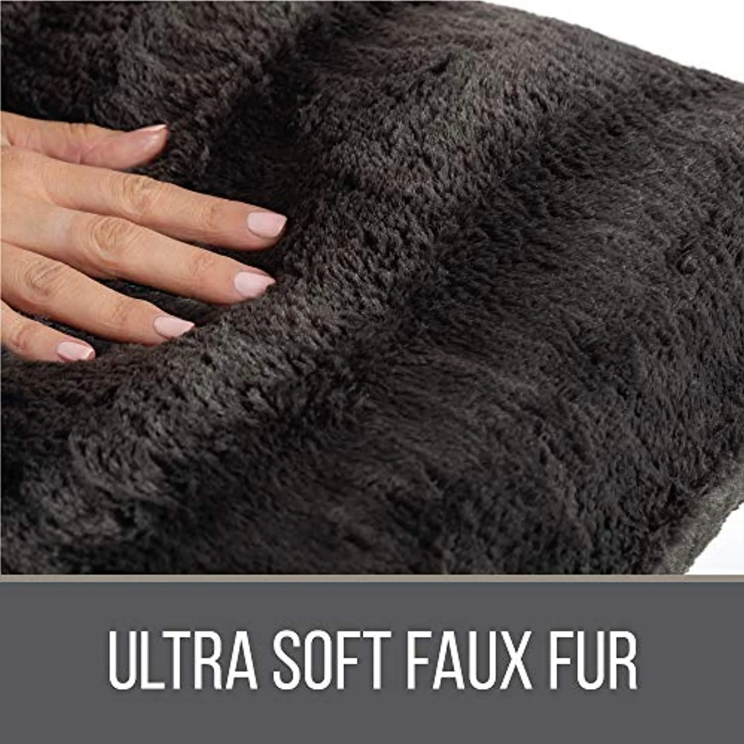 Faux Fur Pillowcases, Set of 2 Decorative Case Sets-12x20