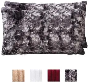 Faux Fur Pillowcases, Set of 2 Decorative Case Sets-12x20