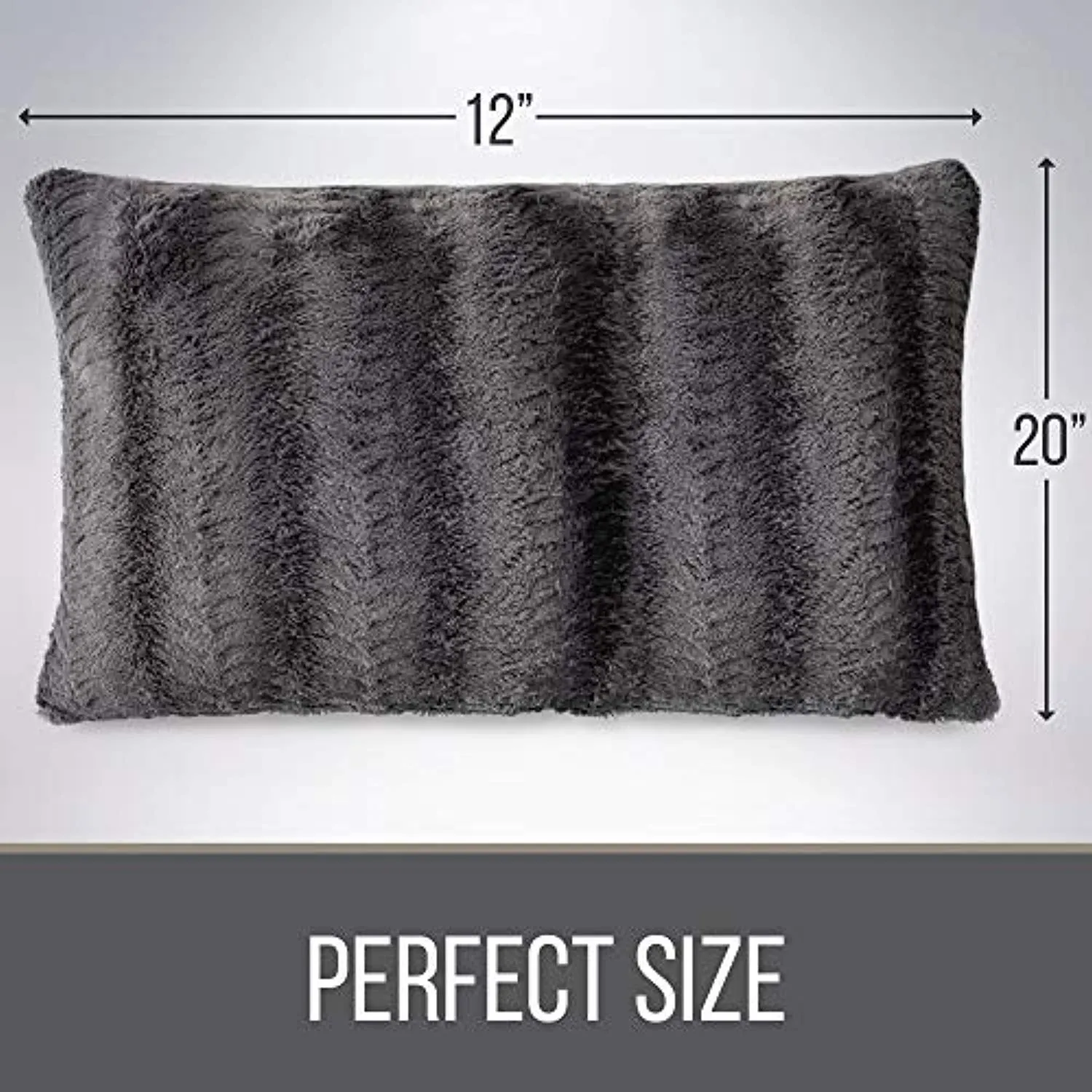 Faux Fur Pillowcases, Set of 2 Decorative Case Sets-12x20