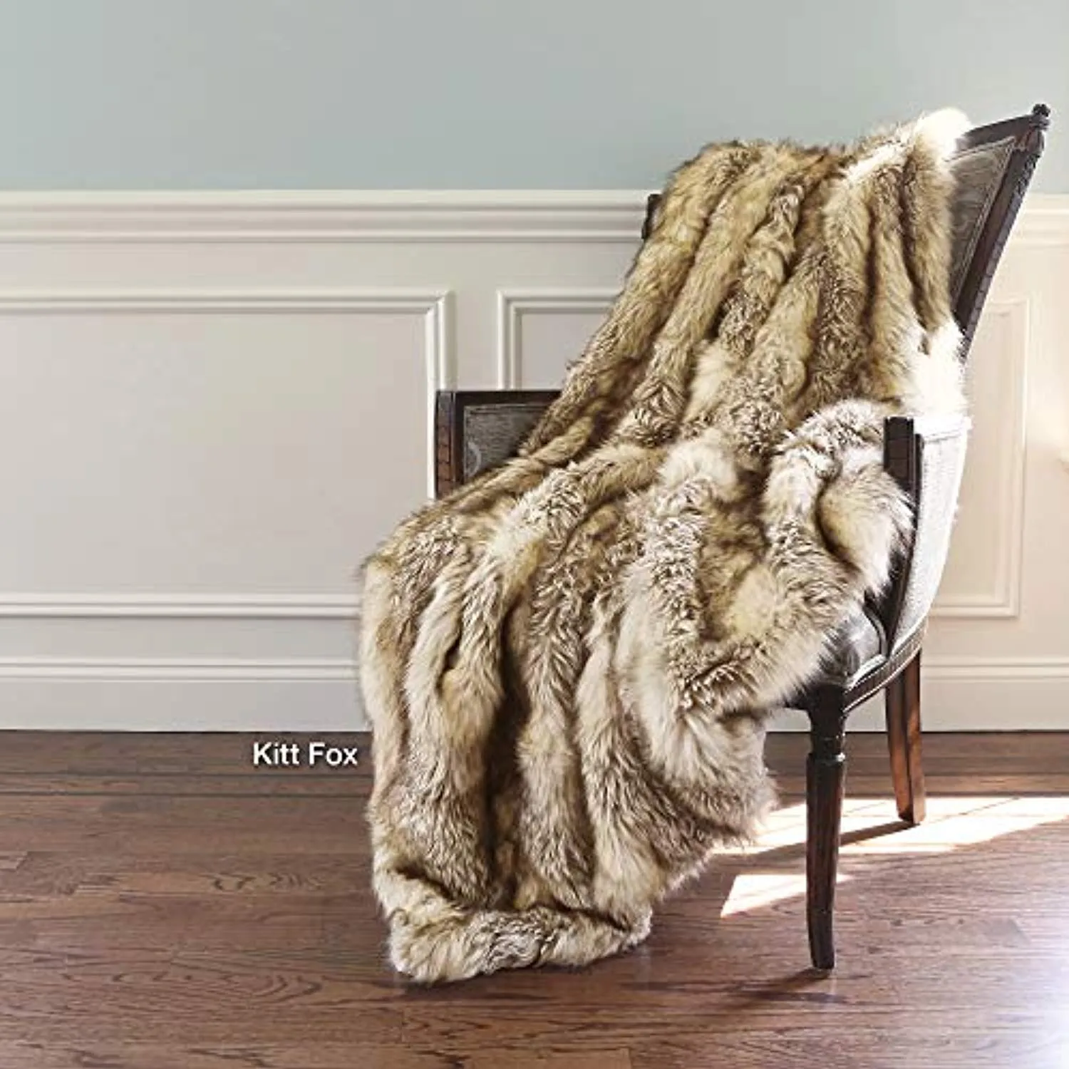 Faux Fur Throw - Lounge Blanket - Kitt Fox - 58"W x 60"L - (1 Throw)