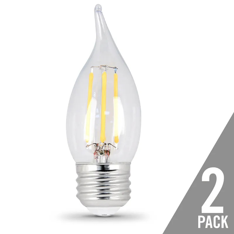 Feit CA10 (Flame Tip) E26 (Medium) LED Bulb Soft White 25 Watt Equivalence 2 pk