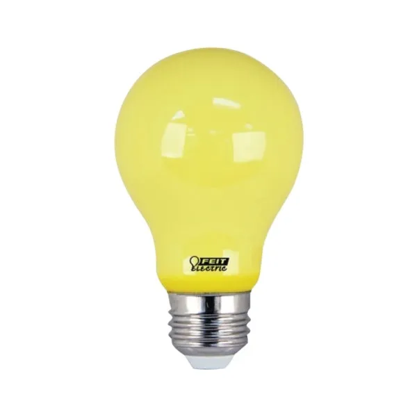 Feit Electric A19/BUG/LED LED Bug Light, General Purpose, A19 Lamp, E26 Lamp Base, Yellow, Yellow Light