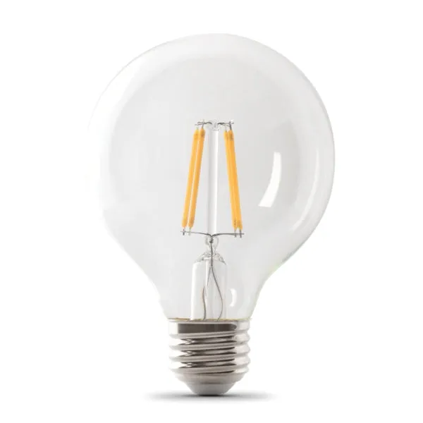 Feit Electric BPG2525/927CA/FIL LED Bulb, Globe, G25 Lamp, 25 W Equivalent, E26 Lamp Base, Dimmable, Clear