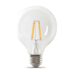 Feit Electric BPG2525/927CA/FIL LED Bulb, Globe, G25 Lamp, 25 W Equivalent, E26 Lamp Base, Dimmable, Clear