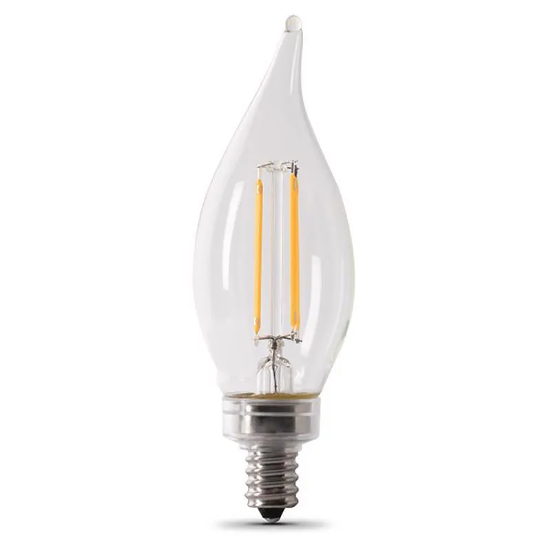 Feit Enhance CA10 (Flame Tip) E12 (Candelabra) Filament LED Bulb Daylight 40 Watt Equivalence 6 pk