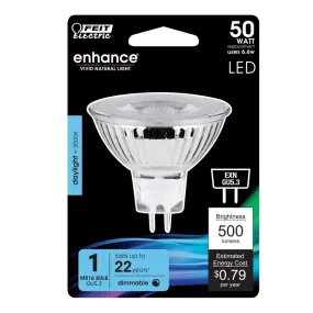 Feit Enhance MR16 GU5.3 LED Bulb Daylight 50 Watt Equivalence 1 pk