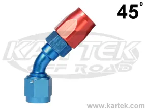 Fragola AN -12 Red And Blue Anodized Aluminum Series 3000 Cutter Style 45 Degree Bent Tube Hose Ends