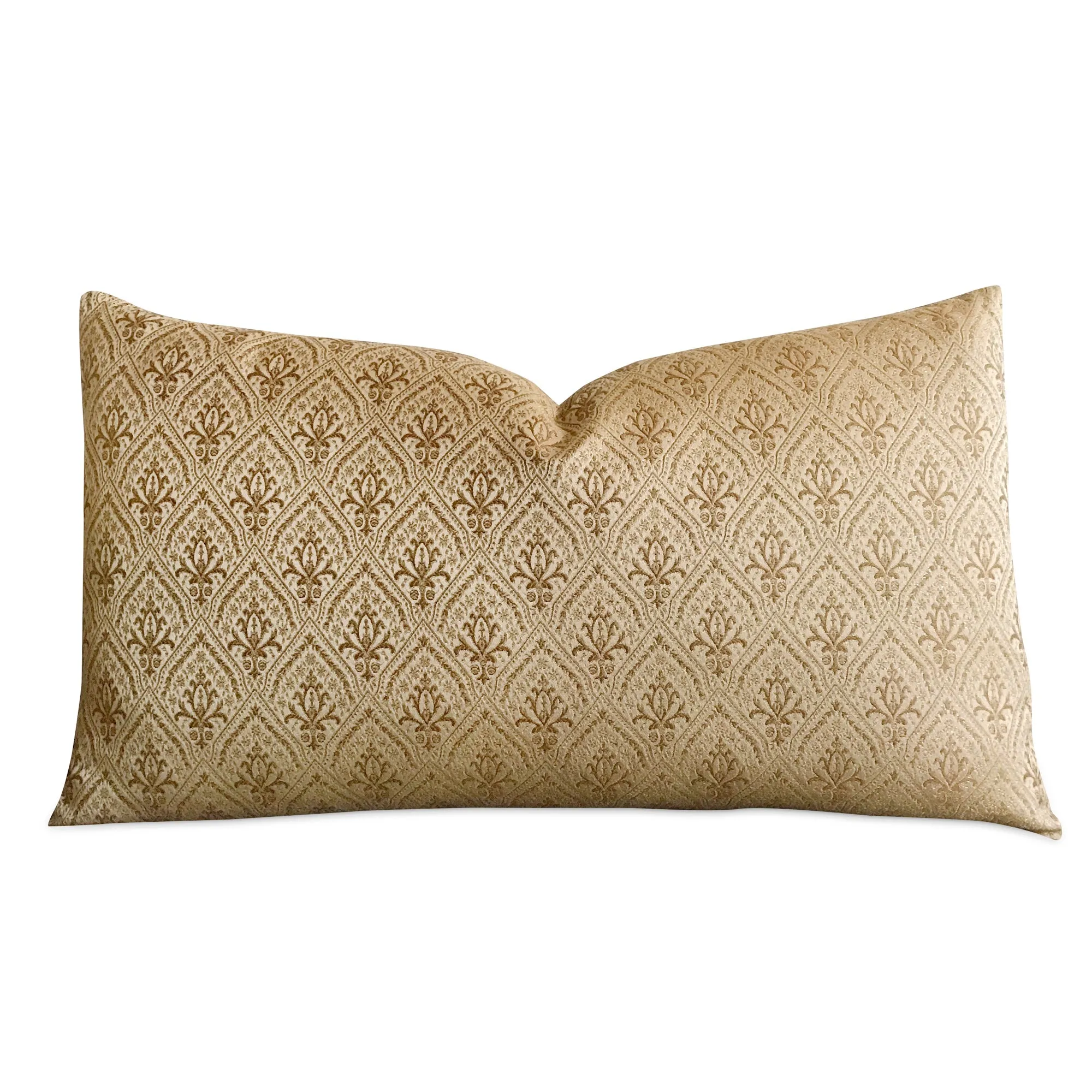 French Royal Gold Trellis Jacquard Luxury Woven Decorative Pillow Cover 15x26