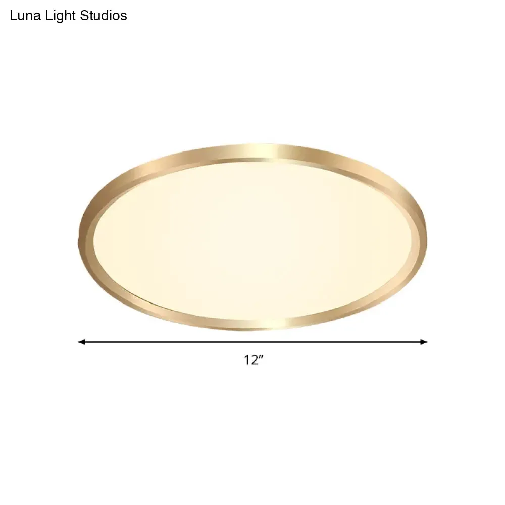 Gold Disk Flush Mount LED Ceiling Light in Warm/White Light, 12"/16"/19.5" Wide