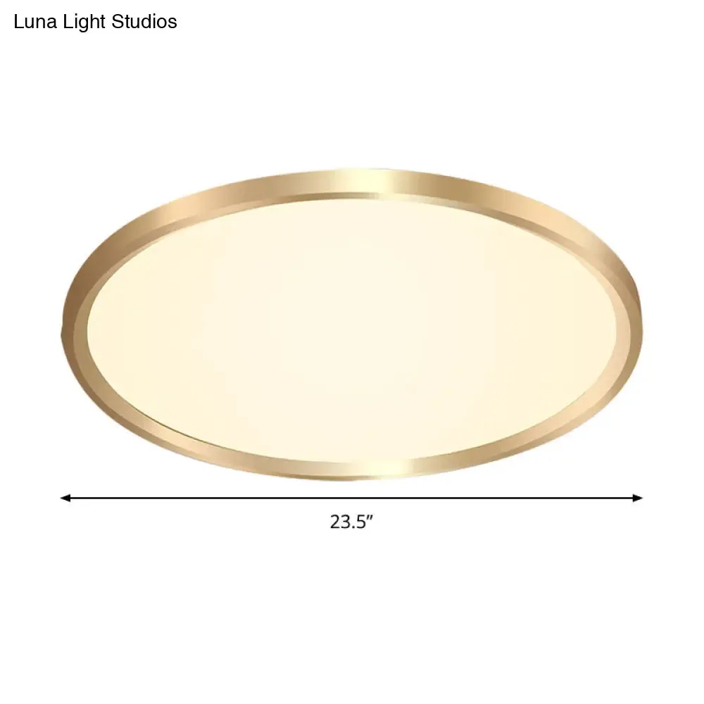 Gold Disk Flush Mount LED Ceiling Light in Warm/White Light, 12"/16"/19.5" Wide