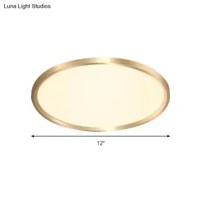 Gold Disk Flush Mount LED Ceiling Light in Warm/White Light, 12"/16"/19.5" Wide