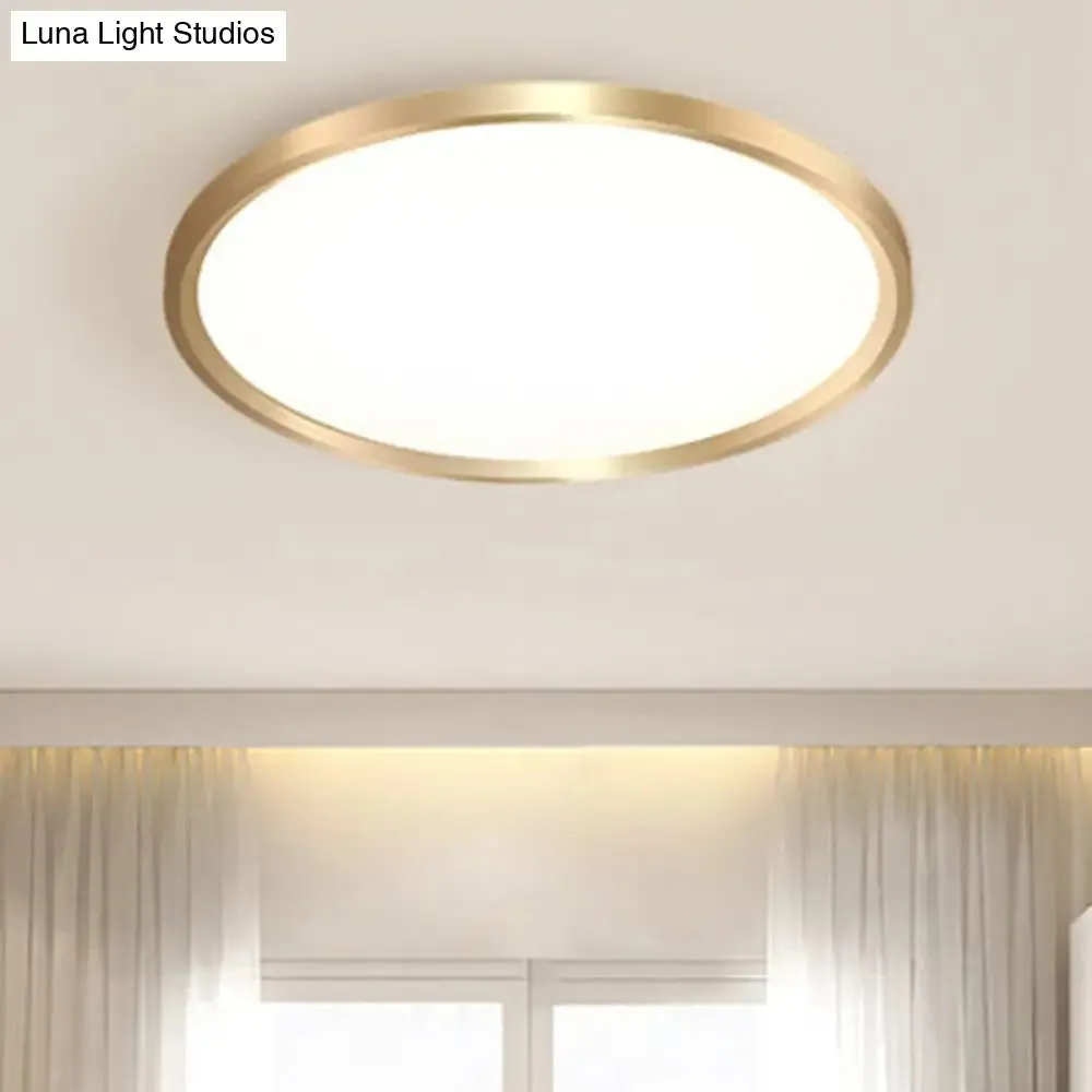 Gold Disk Flush Mount LED Ceiling Light in Warm/White Light, 12"/16"/19.5" Wide