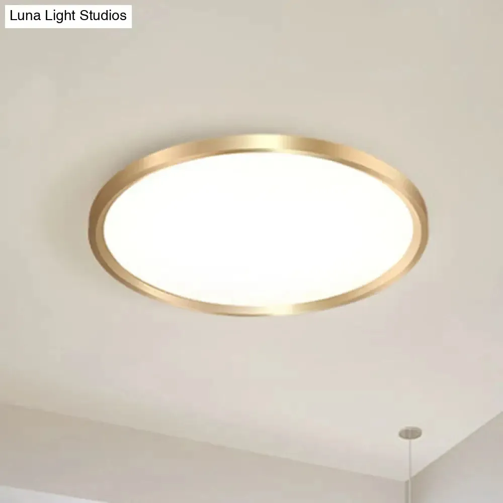 Gold Disk Flush Mount LED Ceiling Light in Warm/White Light, 12"/16"/19.5" Wide