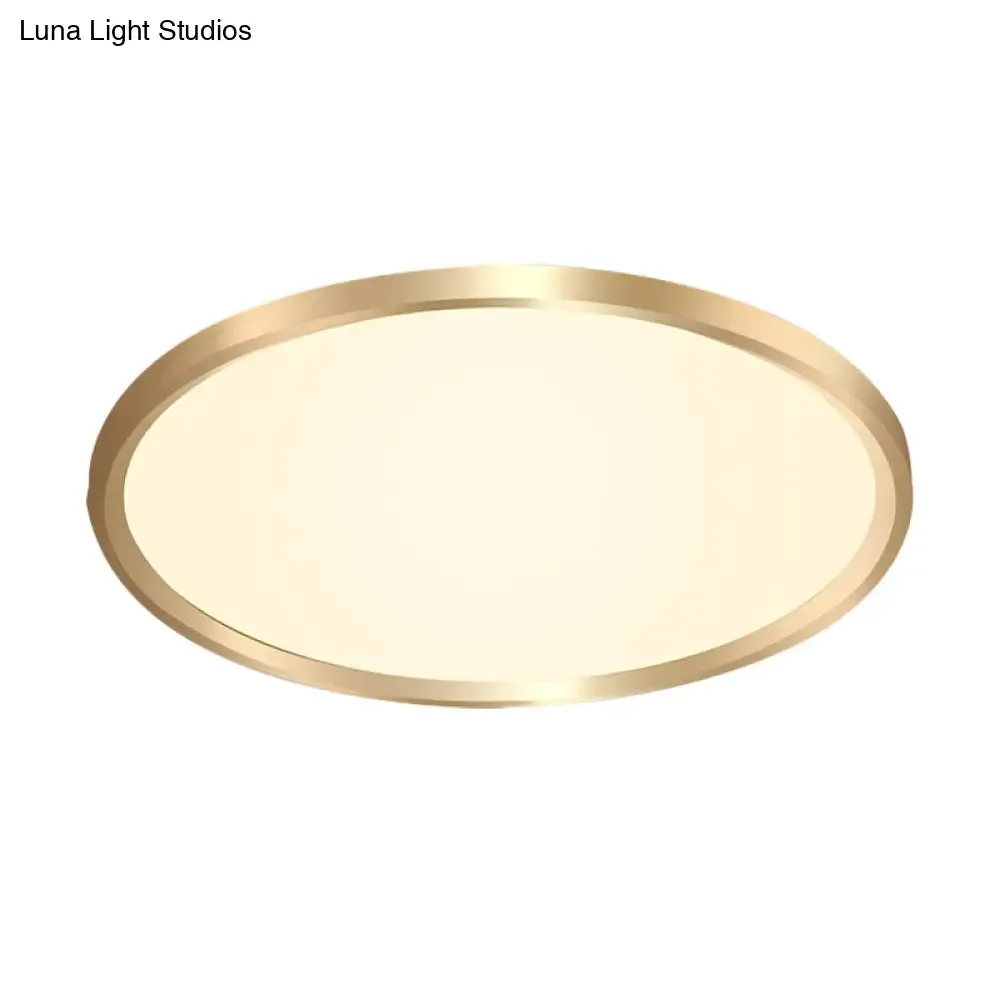 Gold Disk Flush Mount LED Ceiling Light in Warm/White Light, 12"/16"/19.5" Wide