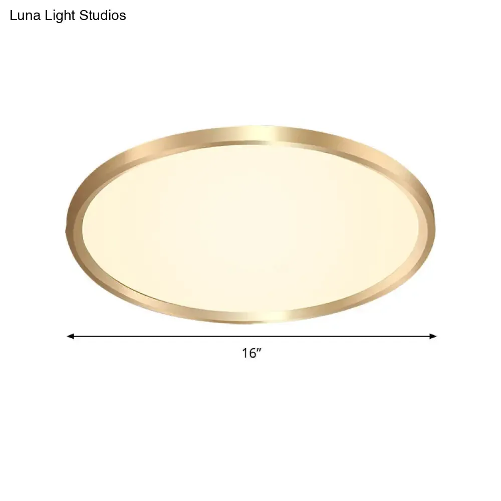 Gold Disk Flush Mount LED Ceiling Light in Warm/White Light, 12"/16"/19.5" Wide