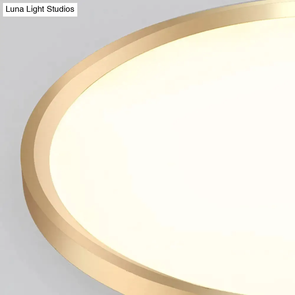 Gold Disk Flush Mount LED Ceiling Light in Warm/White Light, 12"/16"/19.5" Wide