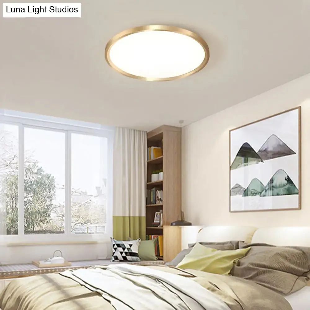 Gold Disk Flush Mount LED Ceiling Light in Warm/White Light, 12"/16"/19.5" Wide