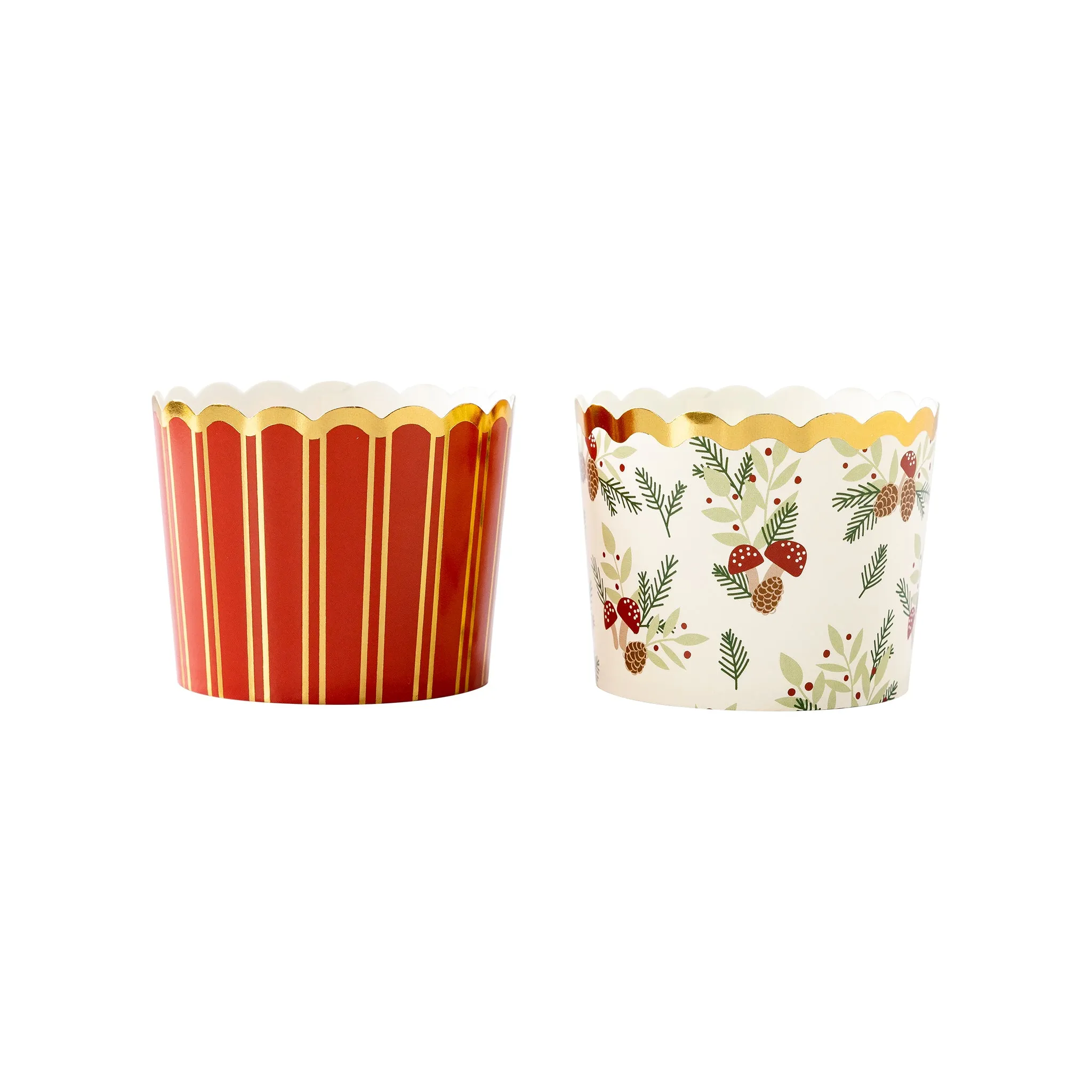 Gold Foil Red Mushroom Foliage Baking Cups (50 pcs)