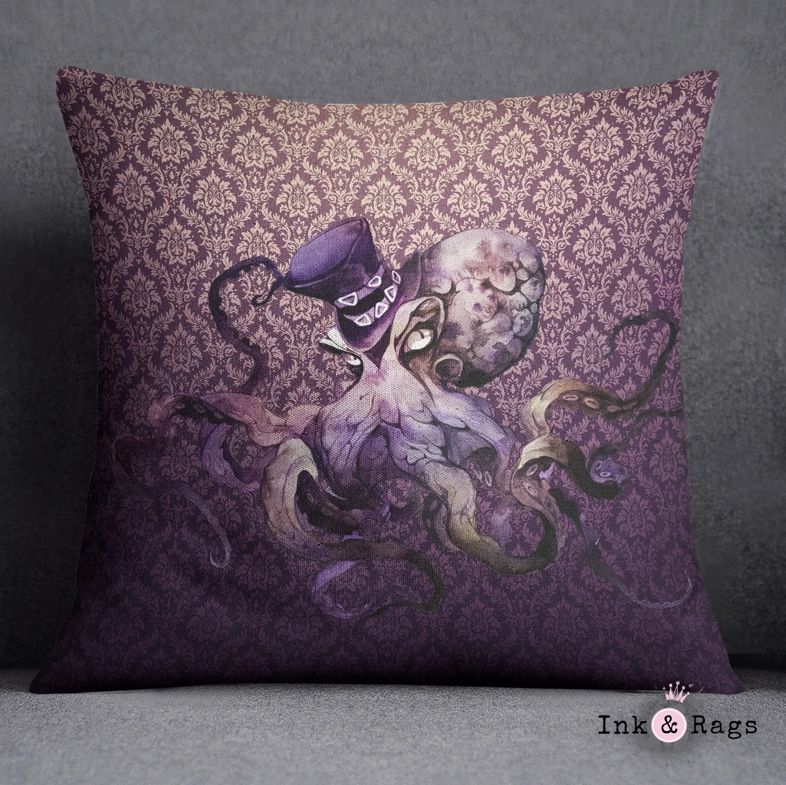 GothOctopus Gothic Purple Octopus Decorative Throw and Pillow Cover Set