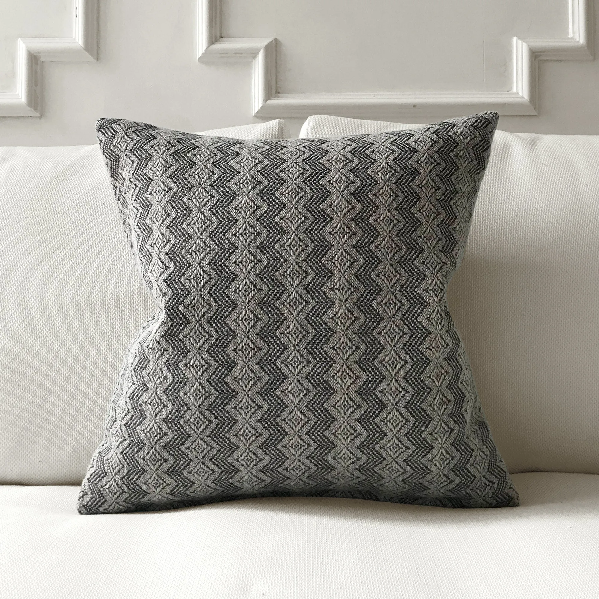 Gray Bohemian Ikat Throw Pillow Cover 20x20