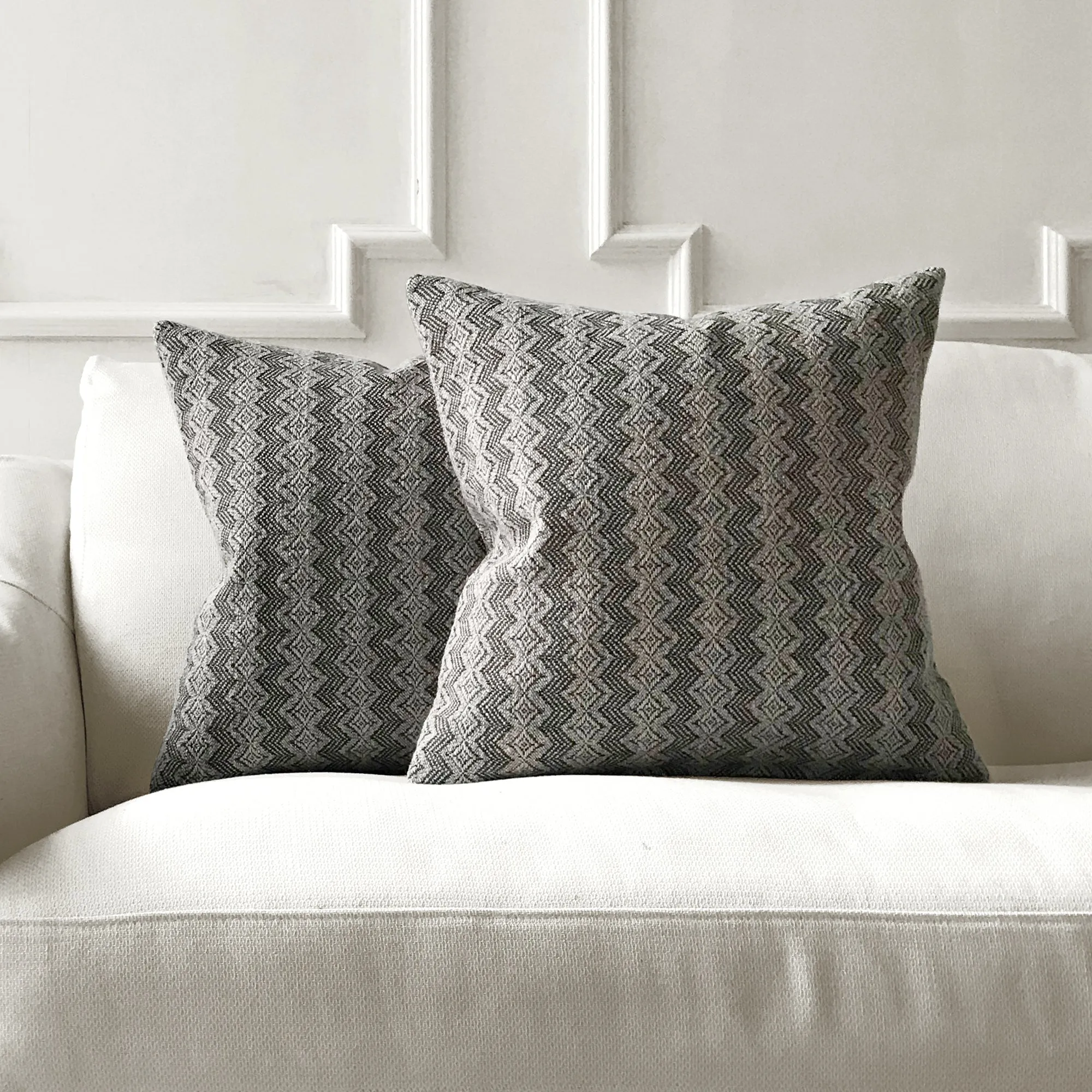 Gray Bohemian Ikat Throw Pillow Cover 20x20