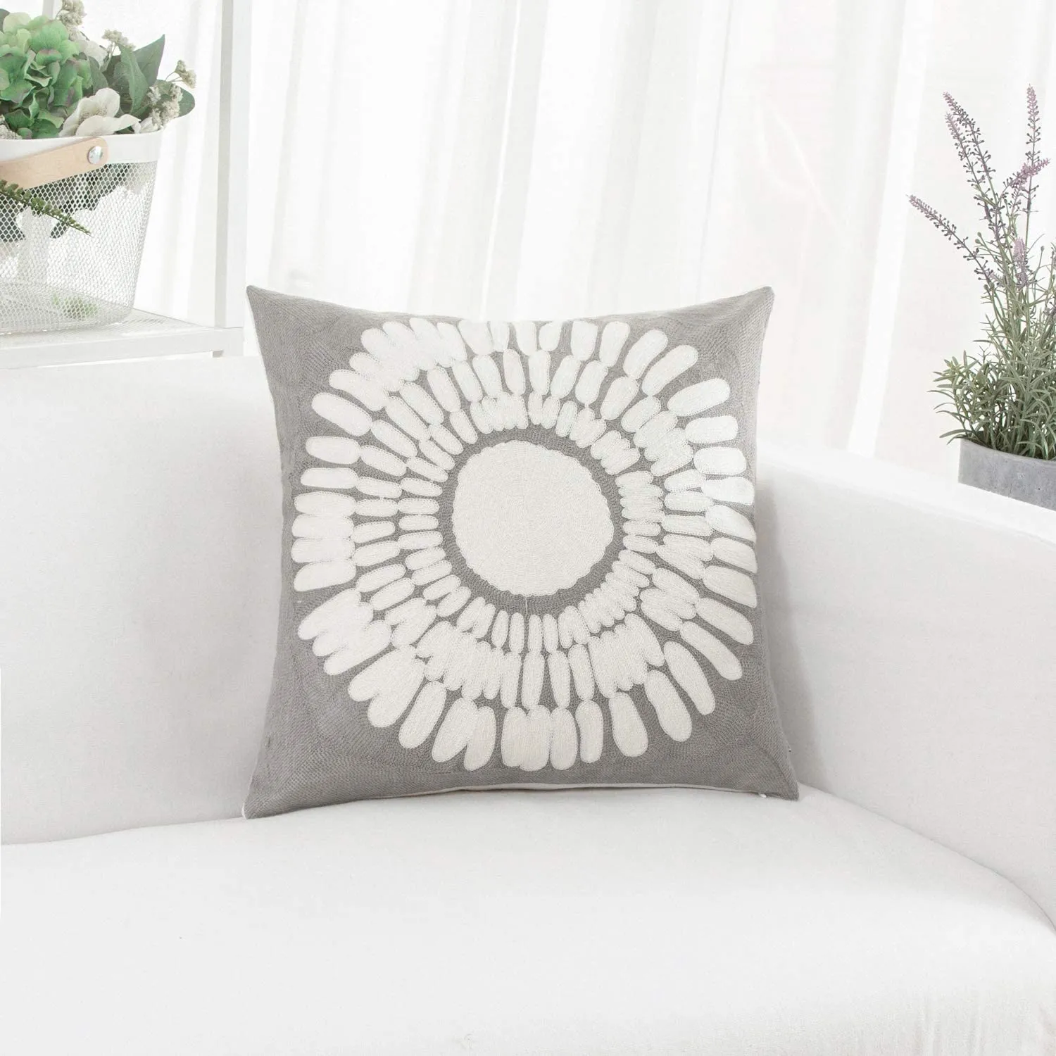 Gray Sunflower Pillow