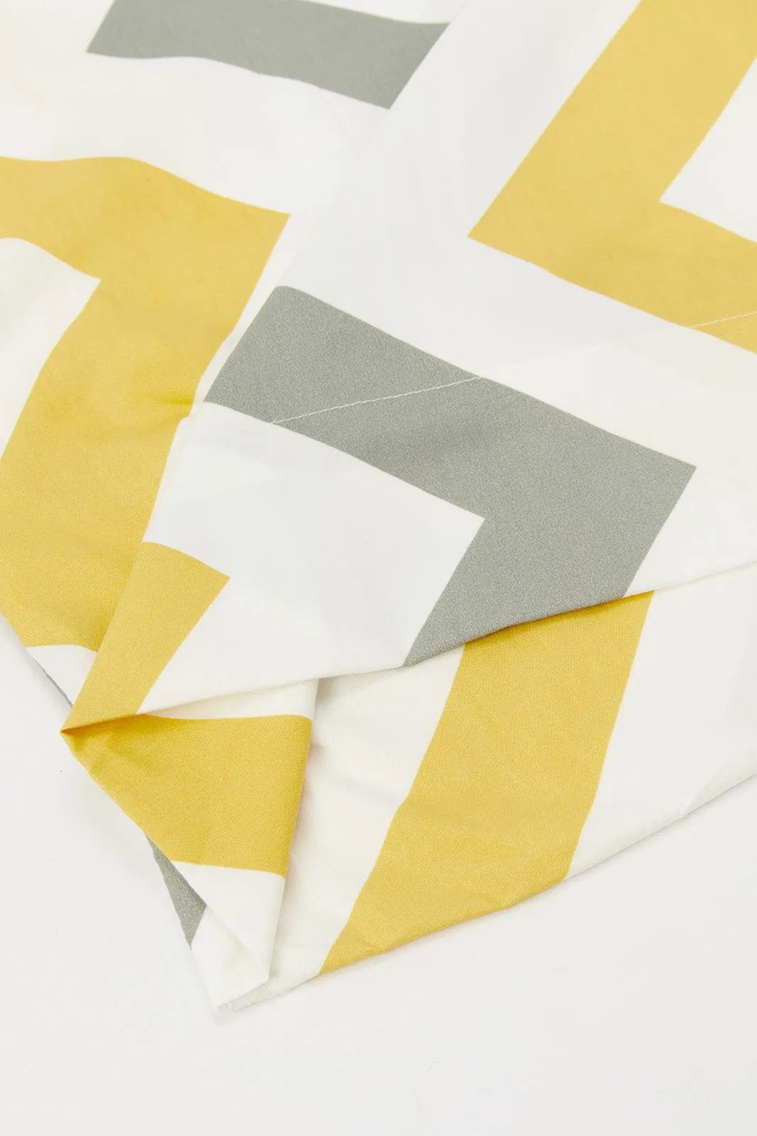 Grey And Mustard Chevron Print Flat Sheet (Single Size)