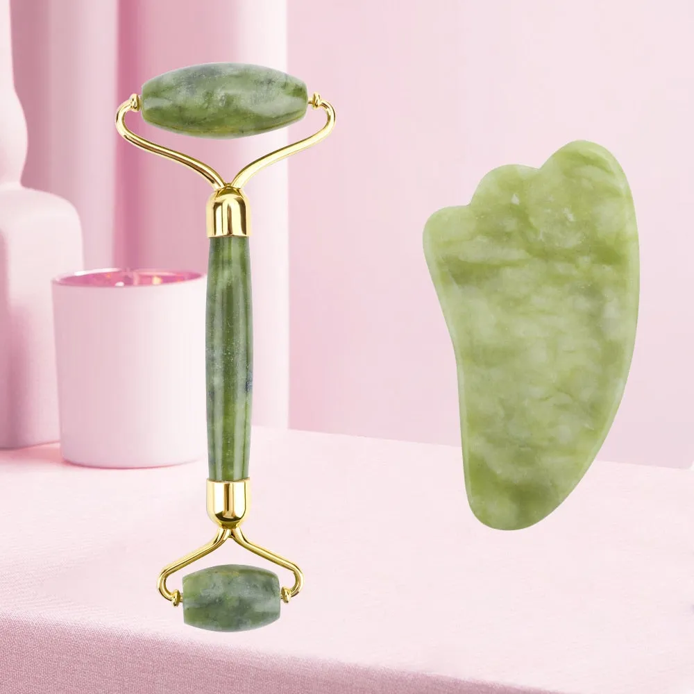 GUA SHA Natural Face Scraper Massager Jade Stone Roller