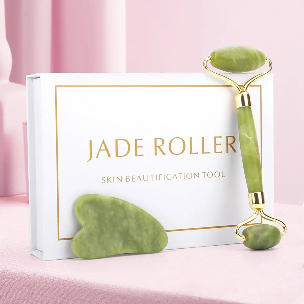 GUA SHA Natural Face Scraper Massager Jade Stone Roller